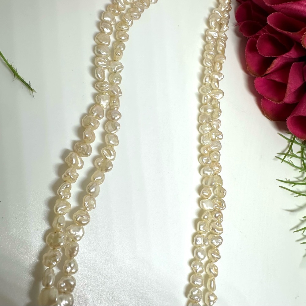 NEW⚜️Raw Freshwater Pearl Double Strand Necklace - Picture 4 of 5